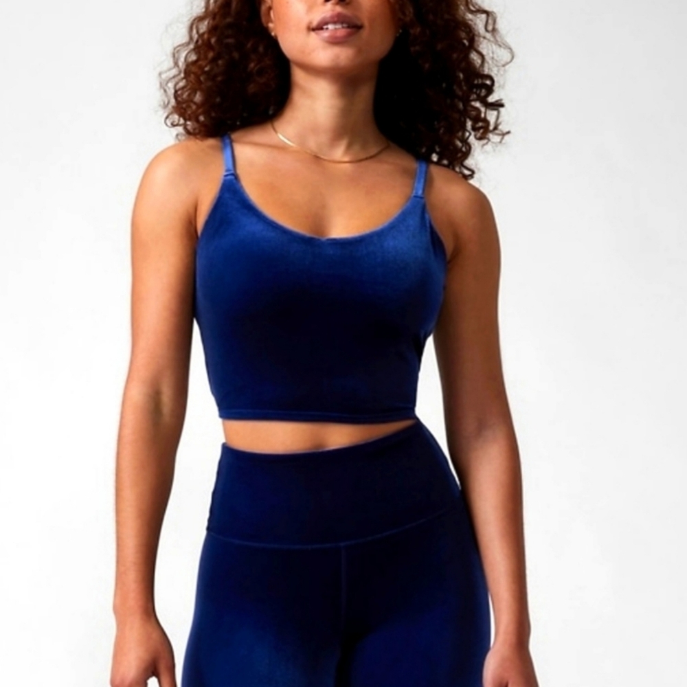ATHLETA Elation Blue Velvet Crop Bra